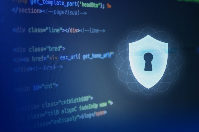 HTMLコードとセキュリティを表す鍵のマーク